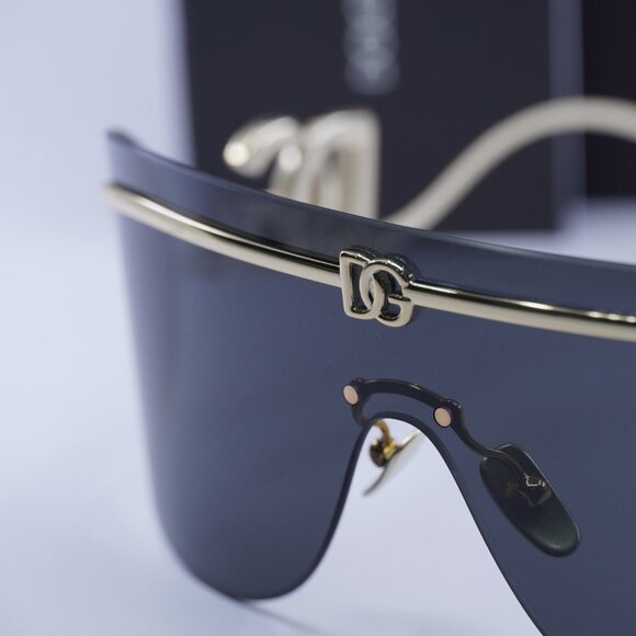 Dolce & Gabbana DG2320 02/87 Shield Sunglasses - Shiny Gold/Grey - Picture 9 of 10